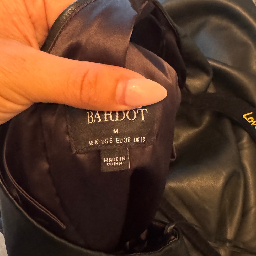 Bardot Oriella Revolve Vegan Leather Dress in Black size Medium - Picture 7 of 11